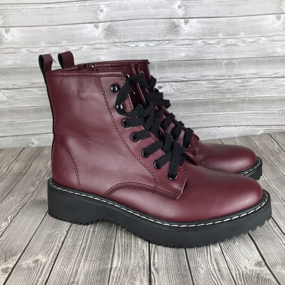 Madden Girl kicker burgundy combat boots size 6